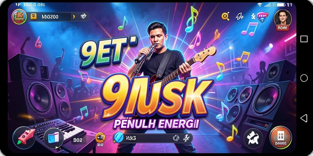 Tampilan permainan <strong>9ET</strong> yang penuh warna dan energik saat bermain musik.