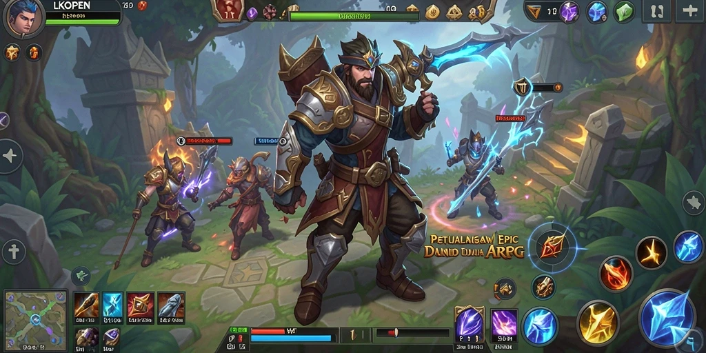 Tangkapan layar menunjukkan pertarungan epik dalam game ARPG LKOPEN.