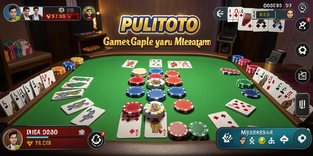 Tampilan gameplay seru di PULITOTO dengan pemain bersaing dalam Gaple.